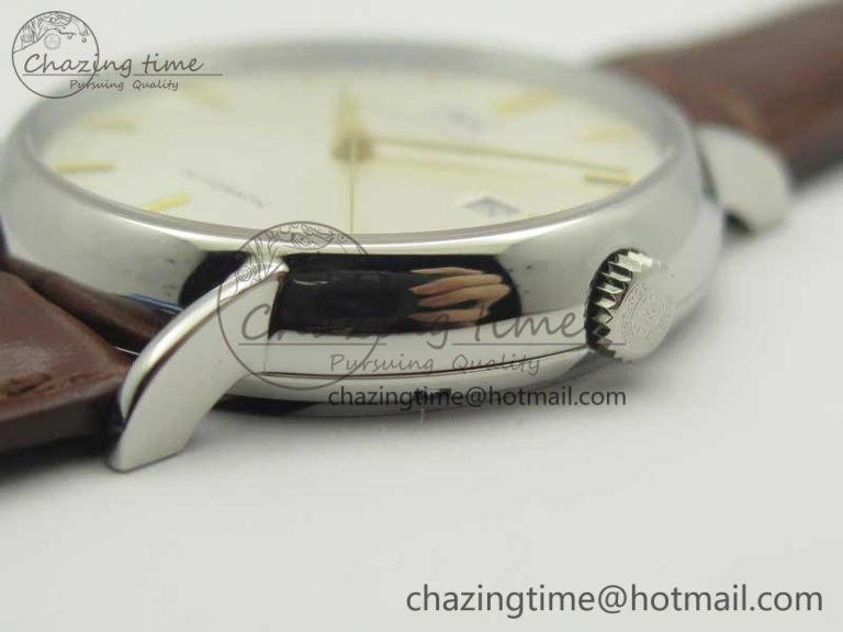 Portofino Automatic SS TWF 1:1 Best Edition Silver Dial Gold Markers on Brown Leather Strap A SunProtective 7203