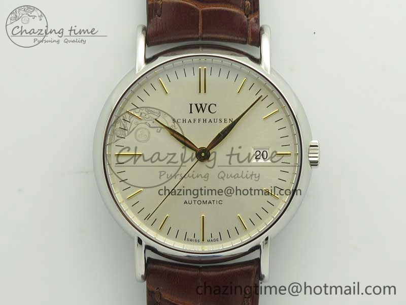 Portofino Automatic SS TWF 1:1 Best Edition Silver Dial Gold Markers on Brown Leather Strap A SunProtective 7203
