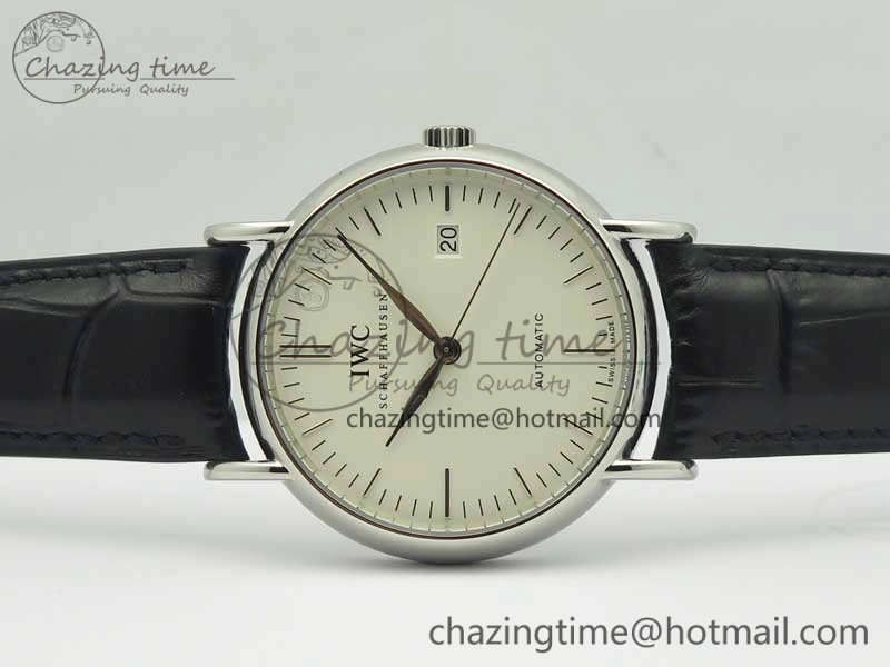 Portofino Automatic SS TWF 1:1 Best Edition Silver Dial SS Markers on Black Leather Strap A Resilient 7200