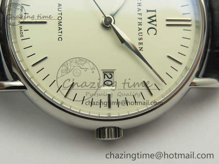 Portofino Automatic SS TWF 1:1 Best Edition Silver Dial SS Markers on Black Leather Strap A Resilient 7200