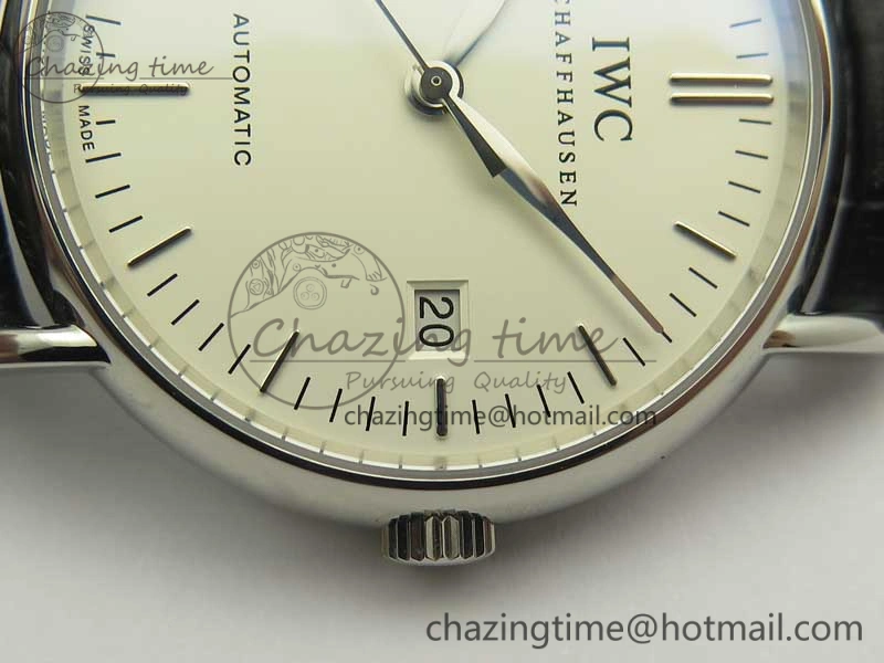 Portofino Automatic SS TWF 1:1 Best Edition Silver Dial SS Markers on Black Leather Strap A Resilient 7200