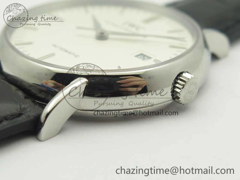 Portofino Automatic SS TWF 1:1 Best Edition Silver Dial SS Markers on Black Leather Strap A Resilient 7200