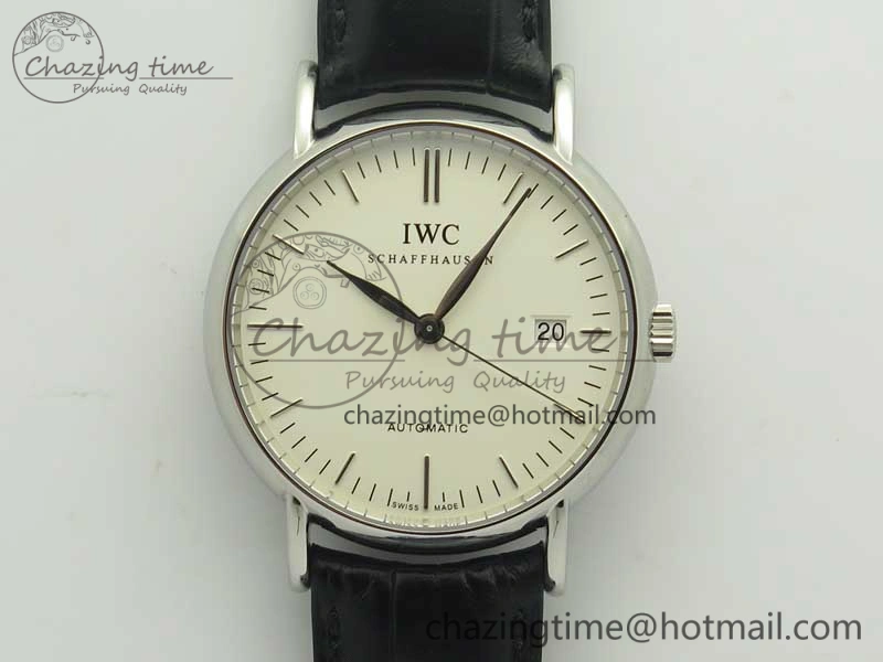Portofino Automatic SS TWF 1:1 Best Edition Silver Dial SS Markers on Black Leather Strap A Resilient 7200