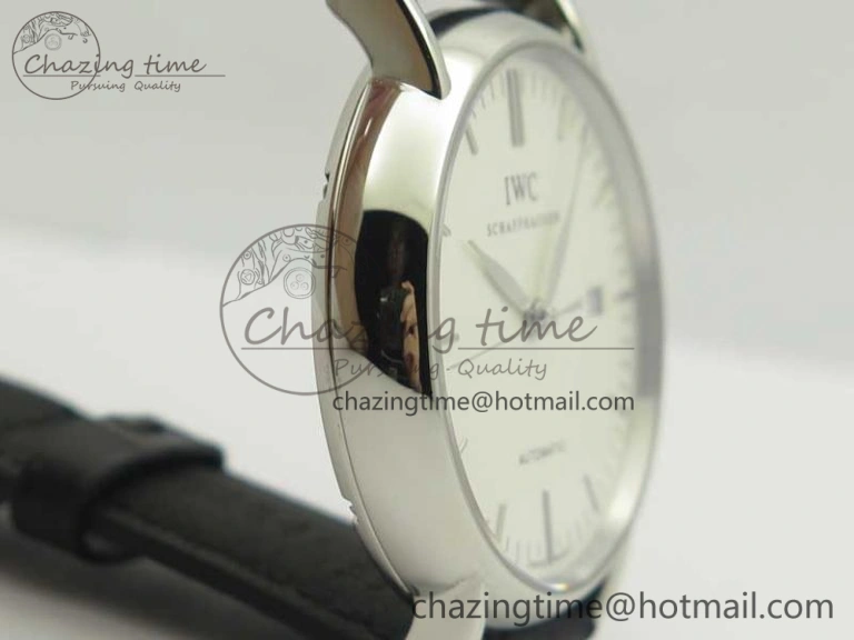 Portofino Automatic SS TWF 1:1 Best Edition Silver Dial SS Markers on Black Leather Strap A Resilient 7200