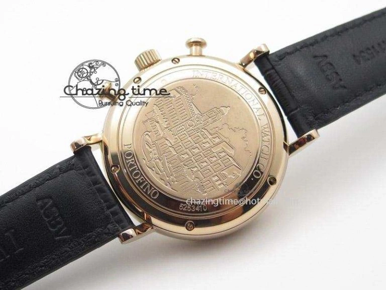 Portofino Chrono RG Black Dial on Black Leather Strap A SportInspired 7389