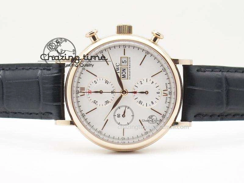 Portofino Chrono RG White Dial on Black Leather Strap A RelaxedFit 7385