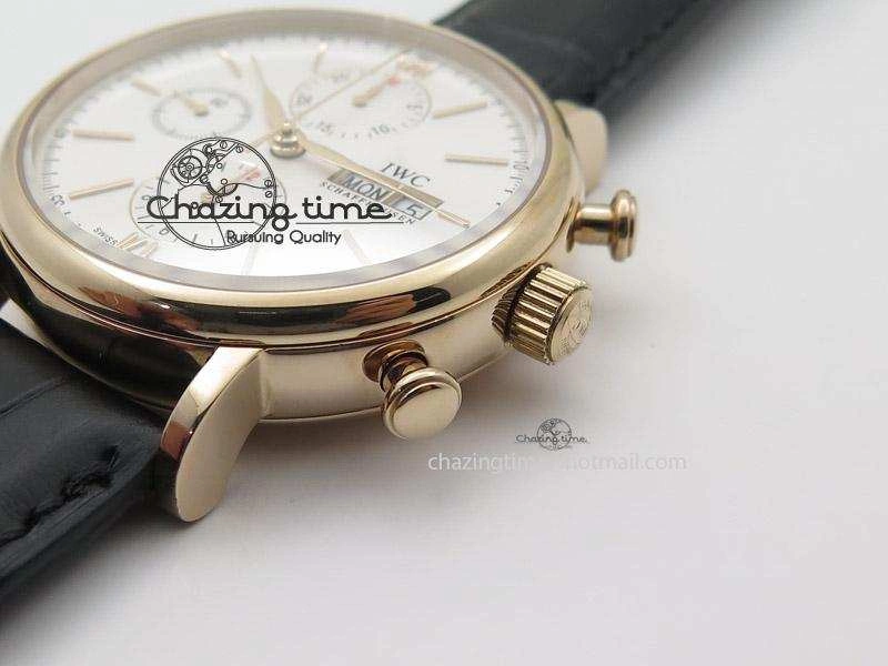 Portofino Chrono RG White Dial on Black Leather Strap A RelaxedFit 7385