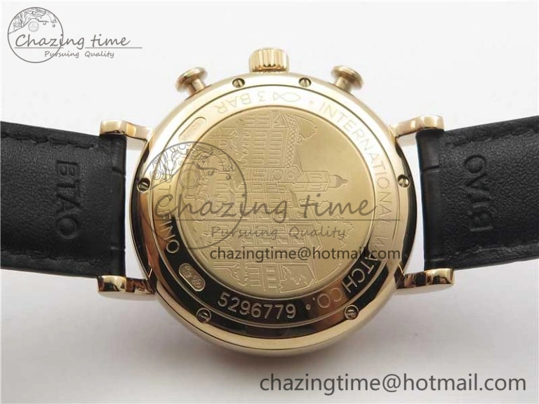 Effortless Portofino Chrono RG ZF 1:1 Best Edition Blue Dial Gold Markers on Black Leather Strap A 7112