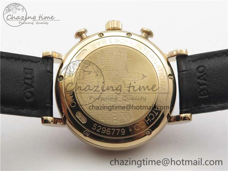 Effortless Portofino Chrono RG ZF 1:1 Best Edition Blue Dial Gold Markers on Black Leather Strap A 7112