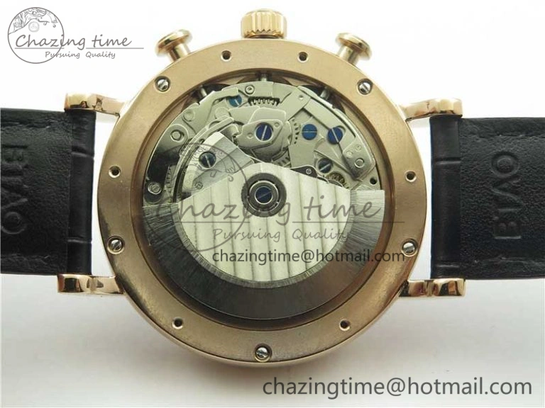 Effortless Portofino Chrono RG ZF 1:1 Best Edition Blue Dial Gold Markers on Black Leather Strap A 7112