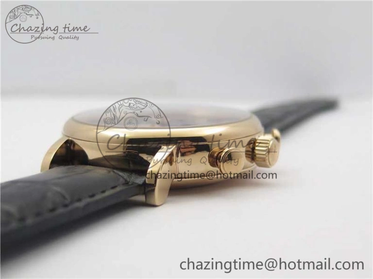 Effortless Portofino Chrono RG ZF 1:1 Best Edition Blue Dial Gold Markers on Black Leather Strap A 7112