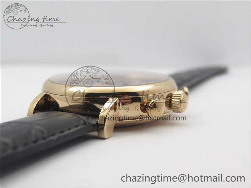 Effortless Portofino Chrono RG ZF 1:1 Best Edition Blue Dial Gold Markers on Black Leather Strap A 7112