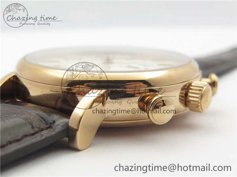 NewStyle Portofino Chrono RG ZF 1:1 Best Edition White Dial on Brown Leather Strap A 7151