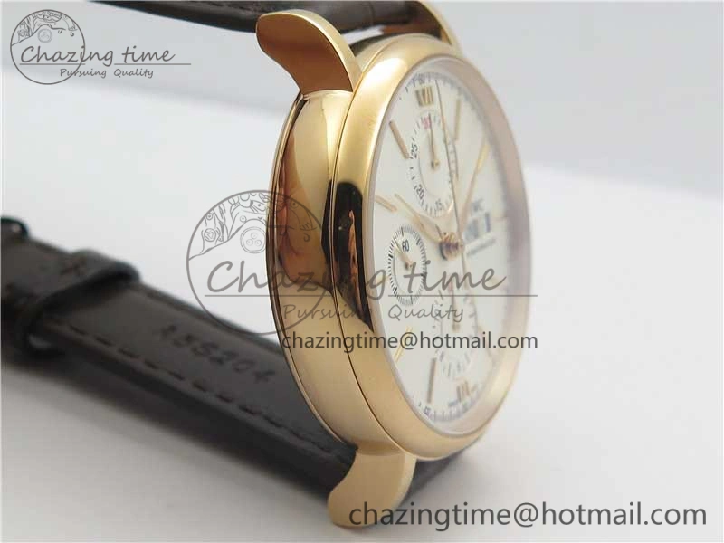 NewStyle Portofino Chrono RG ZF 1:1 Best Edition White Dial on Brown Leather Strap A 7151