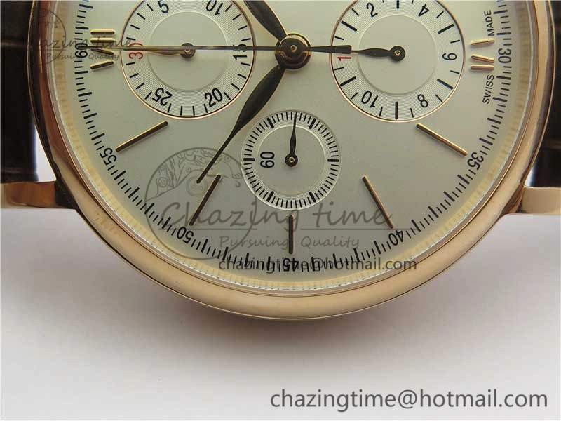 NewStyle Portofino Chrono RG ZF 1:1 Best Edition White Dial on Brown Leather Strap A 7151