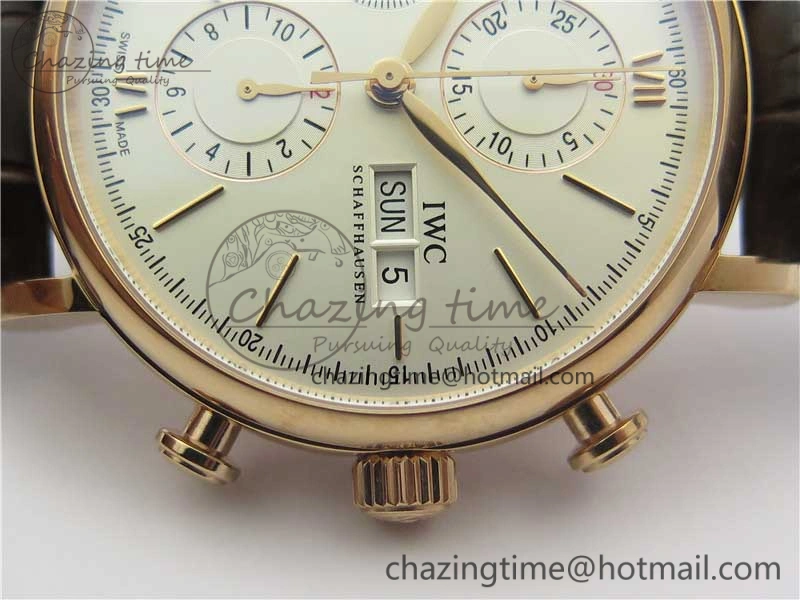 NewStyle Portofino Chrono RG ZF 1:1 Best Edition White Dial on Brown Leather Strap A 7151