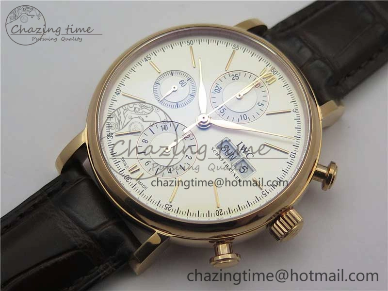 NewStyle Portofino Chrono RG ZF 1:1 Best Edition White Dial on Brown Leather Strap A 7151