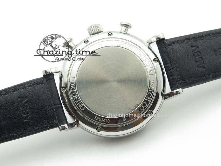 Snug Portofino Chrono SS Black Dial on Black Leather Strap A 7390