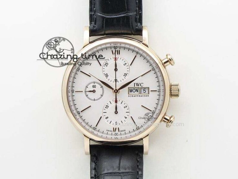 Snug Portofino Chrono SS Black Dial on Black Leather Strap A 7390