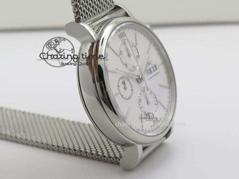 HighPerformance Portofino Chrono SS White Dial on SS Mesh Bracelet A 7388