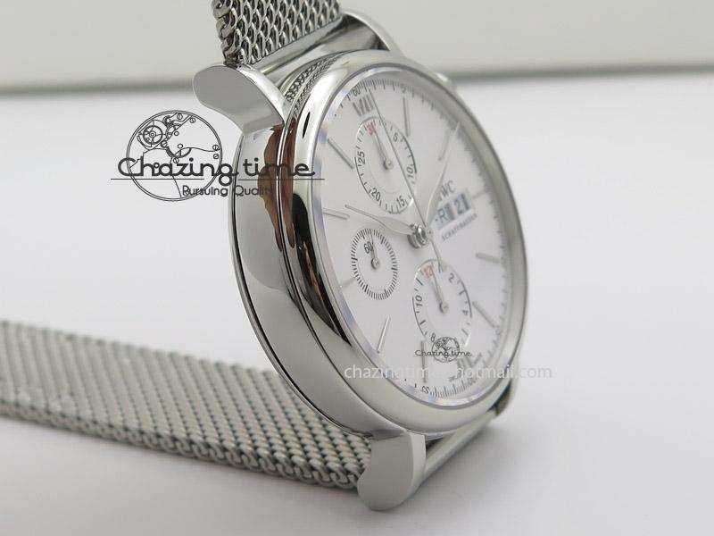 HighPerformance Portofino Chrono SS White Dial on SS Mesh Bracelet A 7388