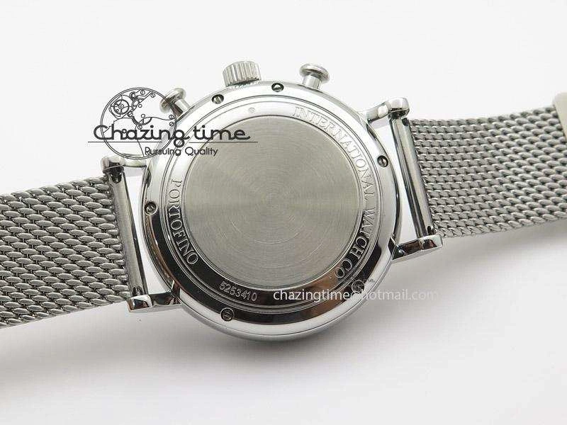 HighPerformance Portofino Chrono SS White Dial on SS Mesh Bracelet A 7388