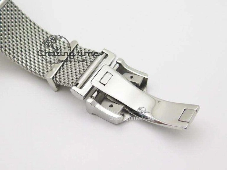 HighPerformance Portofino Chrono SS White Dial on SS Mesh Bracelet A 7388
