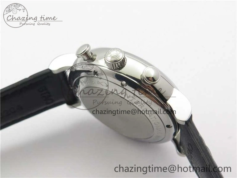 TimelessDesign Portofino Chrono SS ZF 1:1 Best Edition Blue Dial Gold Markers on Black Leather Strap A 7124