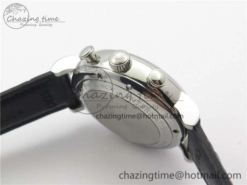 TimelessDesign Portofino Chrono SS ZF 1:1 Best Edition Blue Dial Gold Markers on Black Leather Strap A 7124