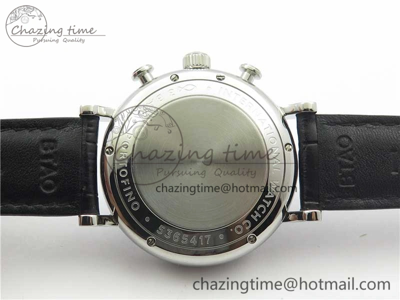 TimelessDesign Portofino Chrono SS ZF 1:1 Best Edition Blue Dial Gold Markers on Black Leather Strap A 7124