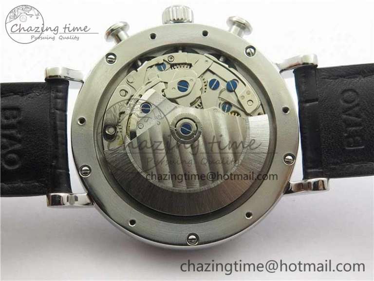 TimelessDesign Portofino Chrono SS ZF 1:1 Best Edition Blue Dial Gold Markers on Black Leather Strap A 7124