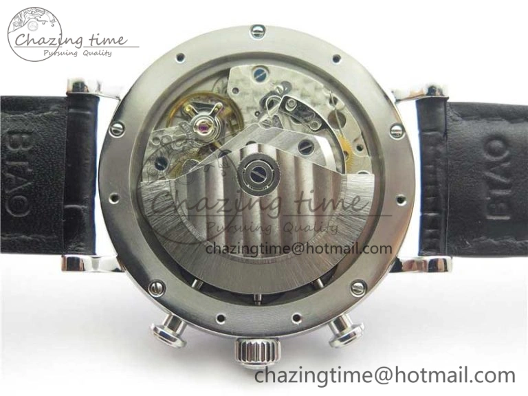 TimelessDesign Portofino Chrono SS ZF 1:1 Best Edition Blue Dial Gold Markers on Black Leather Strap A 7124