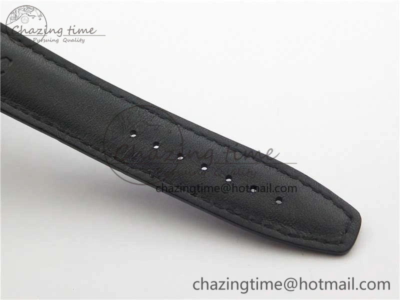 TimelessDesign Portofino Chrono SS ZF 1:1 Best Edition Blue Dial Gold Markers on Black Leather Strap A 7124