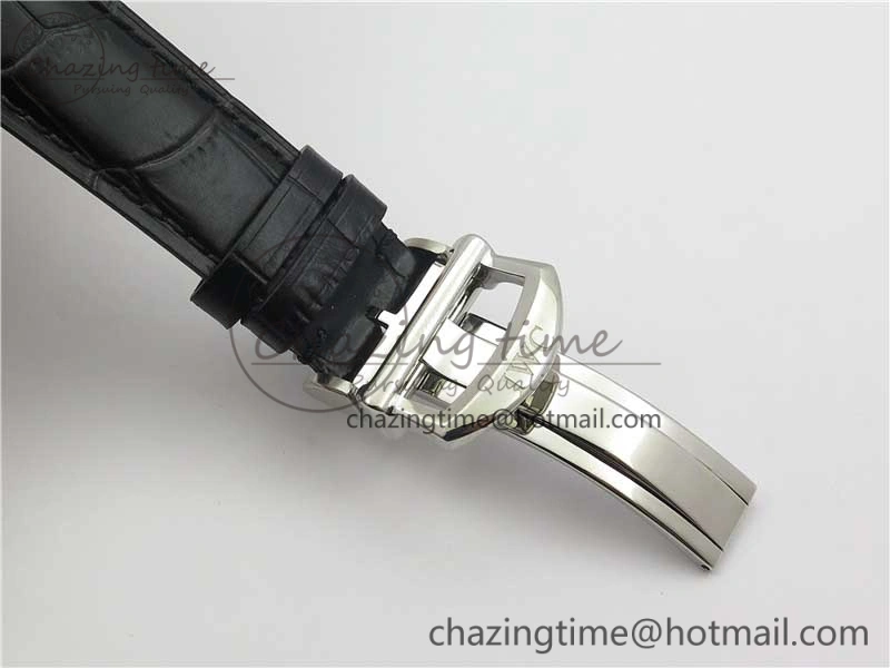 TimelessDesign Portofino Chrono SS ZF 1:1 Best Edition Blue Dial Gold Markers on Black Leather Strap A 7124