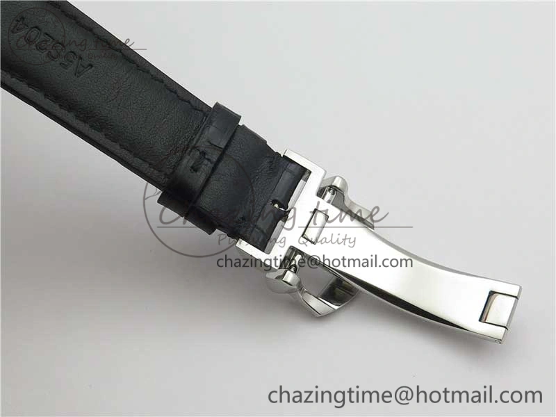 TimelessDesign Portofino Chrono SS ZF 1:1 Best Edition Blue Dial Gold Markers on Black Leather Strap A 7124