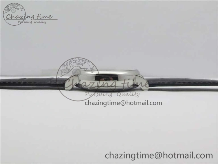 TimelessDesign Portofino Chrono SS ZF 1:1 Best Edition Blue Dial Gold Markers on Black Leather Strap A 7124
