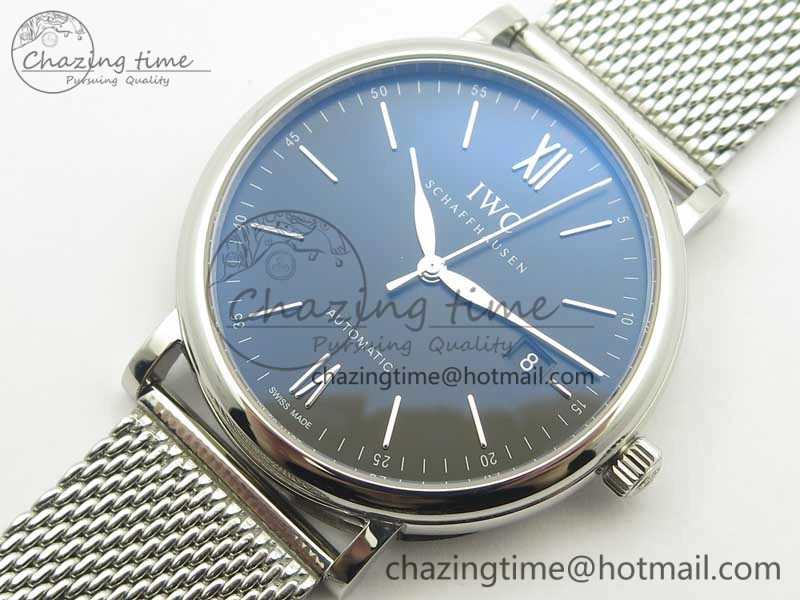 Efficient Portofino IW356501 SS V3 MK 1:1 Best Edition Black Dial On SS Mesh Bracelet MIYOTA 7195