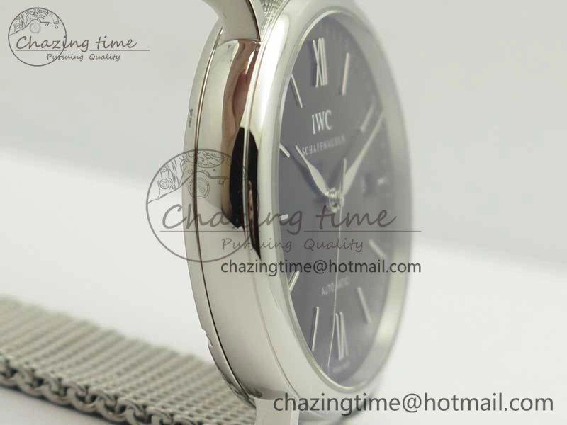 Efficient Portofino IW356501 SS V3 MK 1:1 Best Edition Black Dial On SS Mesh Bracelet MIYOTA 7195
