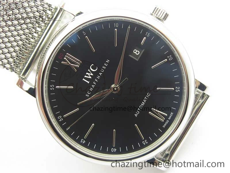 Efficient Portofino IW356501 SS V3 MK 1:1 Best Edition Black Dial On SS Mesh Bracelet MIYOTA 7195