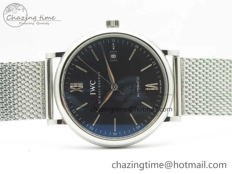 Efficient Portofino IW356501 SS V3 MK 1:1 Best Edition Black Dial On SS Mesh Bracelet MIYOTA 7195