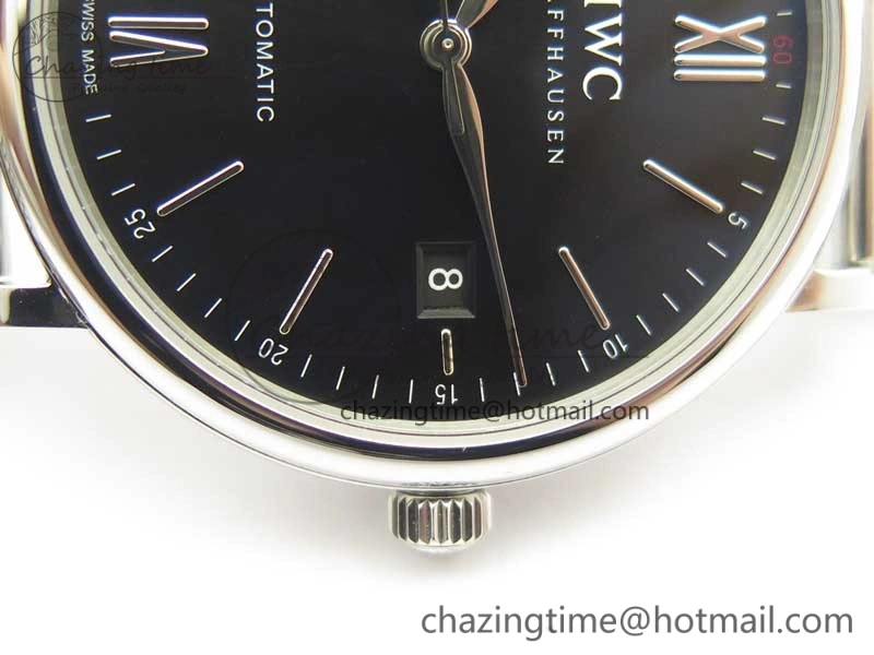 Efficient Portofino IW356501 SS V3 MK 1:1 Best Edition Black Dial On SS Mesh Bracelet MIYOTA 7195