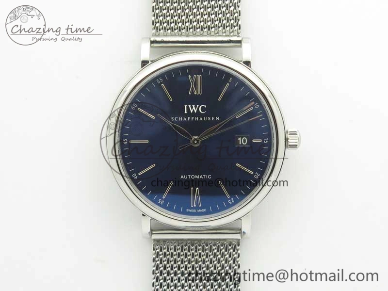 GoAnywhere Portofino IW356501 SS V3 MK 1:1 Best Edition Blue Dial On SS Mesh Bracelet MIYOTA 7194