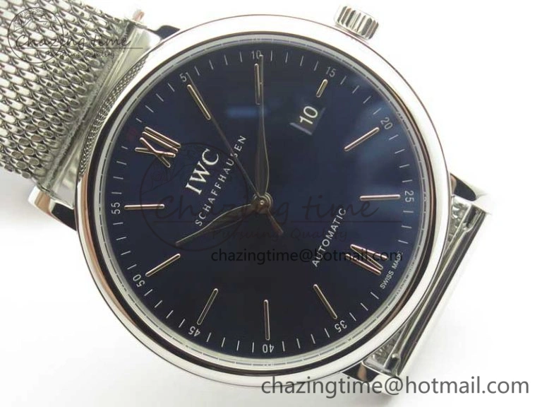 GoAnywhere Portofino IW356501 SS V3 MK 1:1 Best Edition Blue Dial On SS Mesh Bracelet MIYOTA 7194