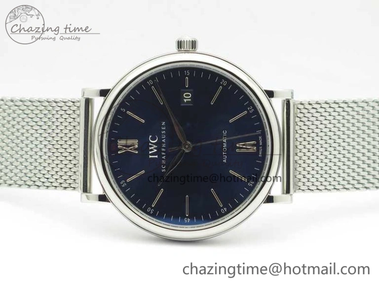 GoAnywhere Portofino IW356501 SS V3 MK 1:1 Best Edition Blue Dial On SS Mesh Bracelet MIYOTA 7194