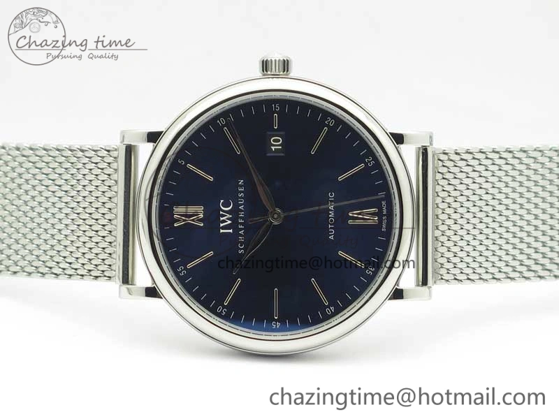GoAnywhere Portofino IW356501 SS V3 MK 1:1 Best Edition Blue Dial On SS Mesh Bracelet MIYOTA 7194