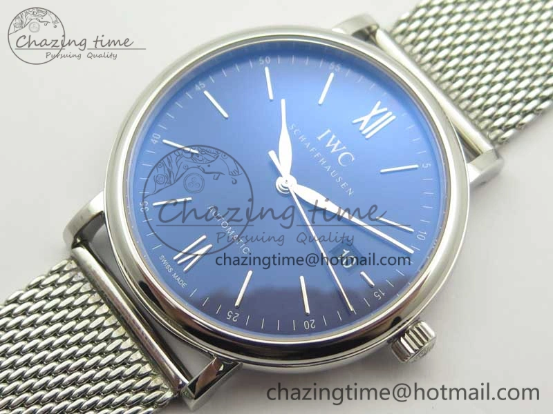 GoAnywhere Portofino IW356501 SS V3 MK 1:1 Best Edition Blue Dial On SS Mesh Bracelet MIYOTA 7194