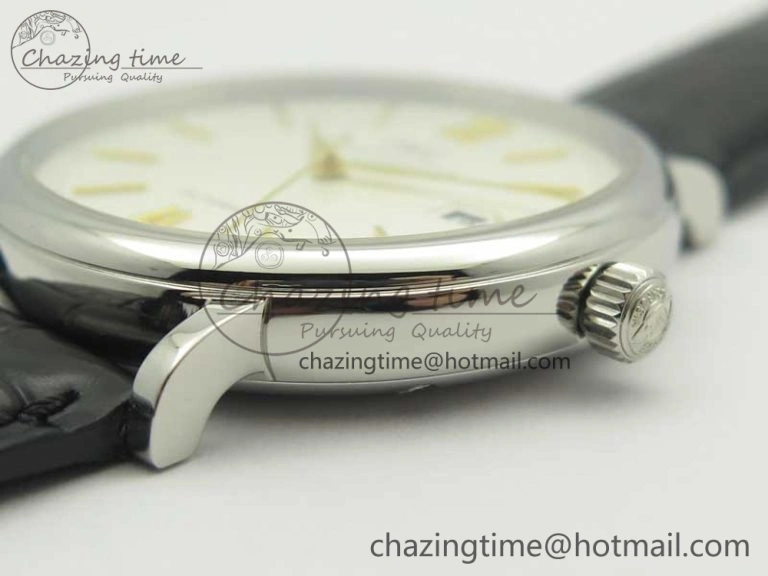 Bright Portofino IW356501 SS V3 MK 1:1 Best Edition White Dial Gold Markers On Black Leather Strap MIYOTA 7196