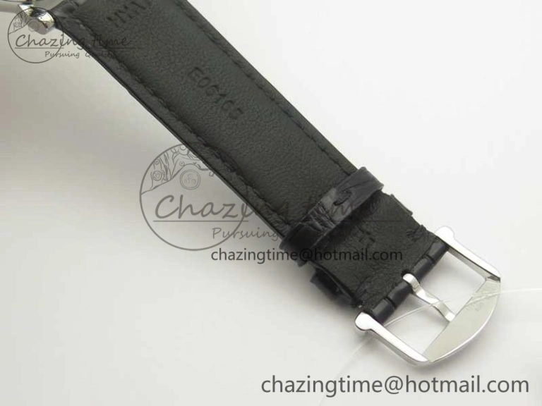 Bright Portofino IW356501 SS V3 MK 1:1 Best Edition White Dial Gold Markers On Black Leather Strap MIYOTA 7196