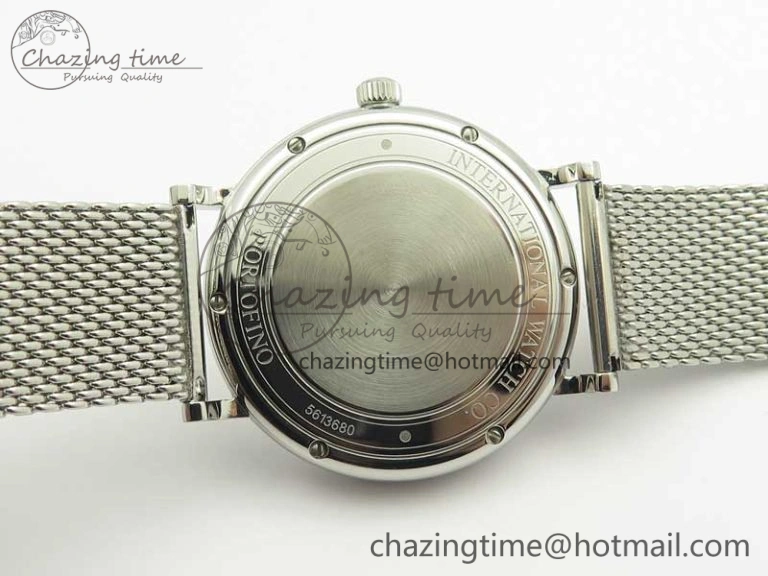 Fashionable Portofino IW356501 SS V3 MK 1:1 Best Edition White Dial Gold Markers On SS Mesh Bracelet MIYOTA 7197