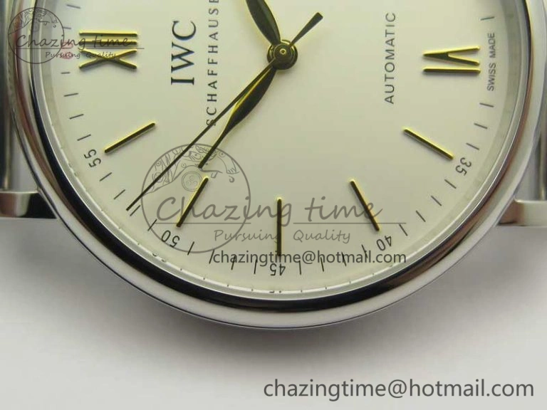 Fashionable Portofino IW356501 SS V3 MK 1:1 Best Edition White Dial Gold Markers On SS Mesh Bracelet MIYOTA 7197